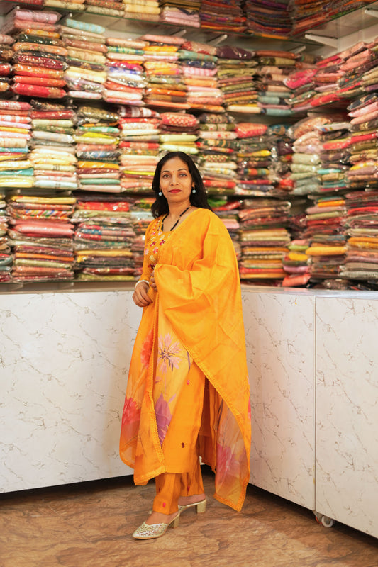 VRNY Mustard Muslin Suit