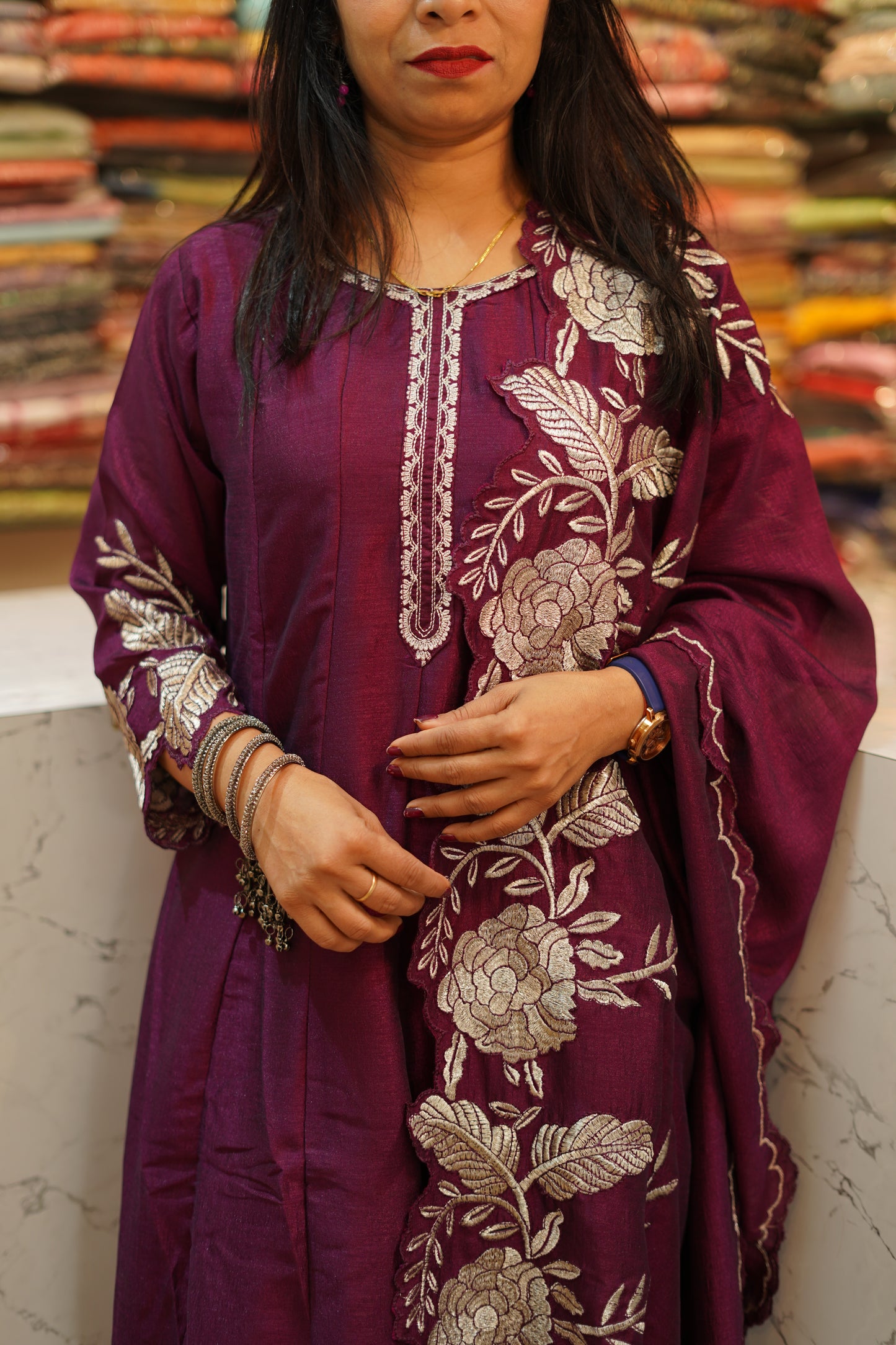 VRNY Vichitra Silk Frock Suit