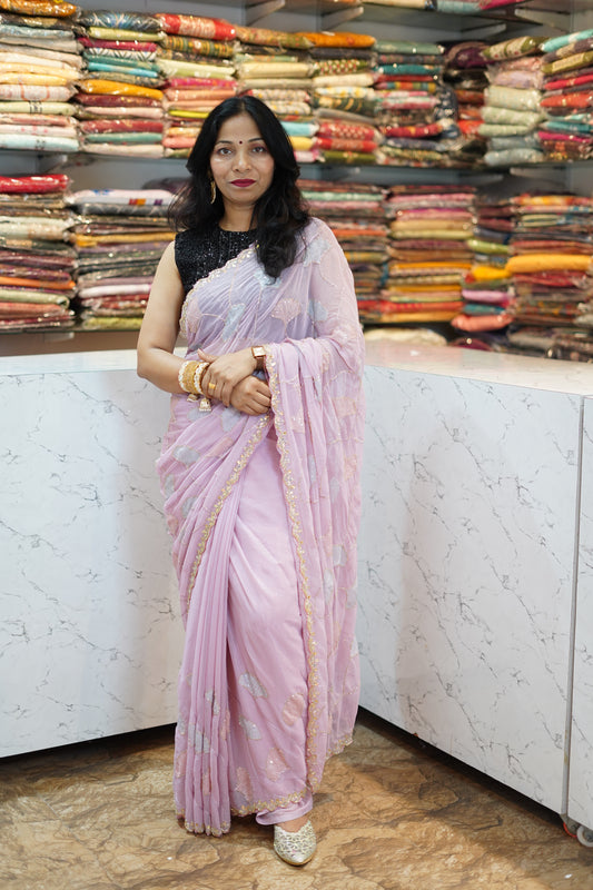 VRNY Shimmer Chiffon Saree