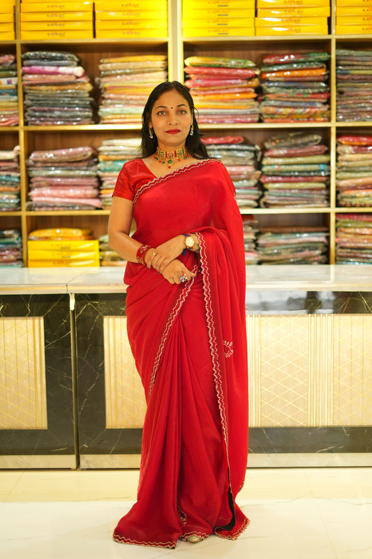 VRNY Red Cut-Dana Saree
