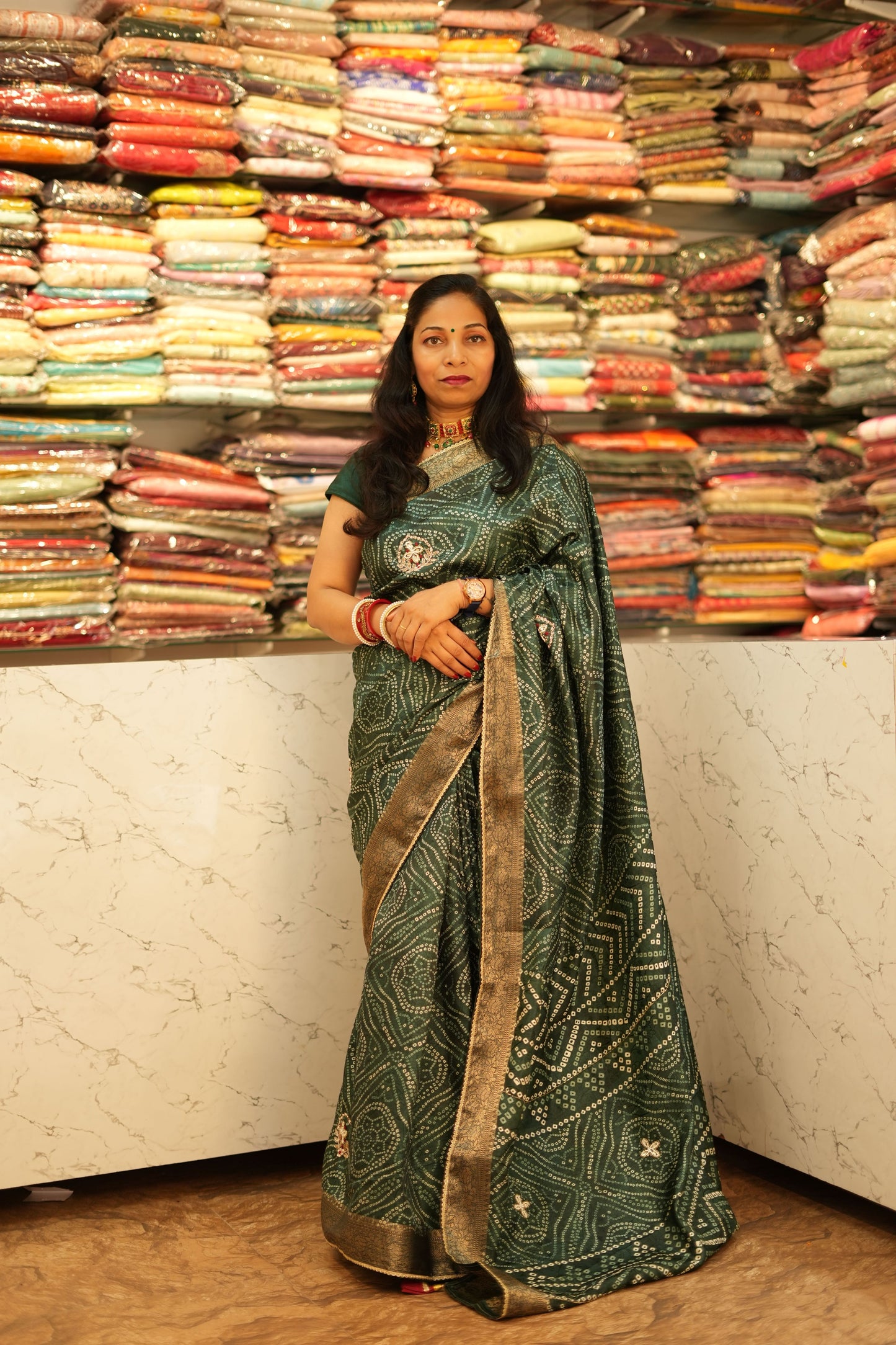VRNY Silk Bandhej Saree