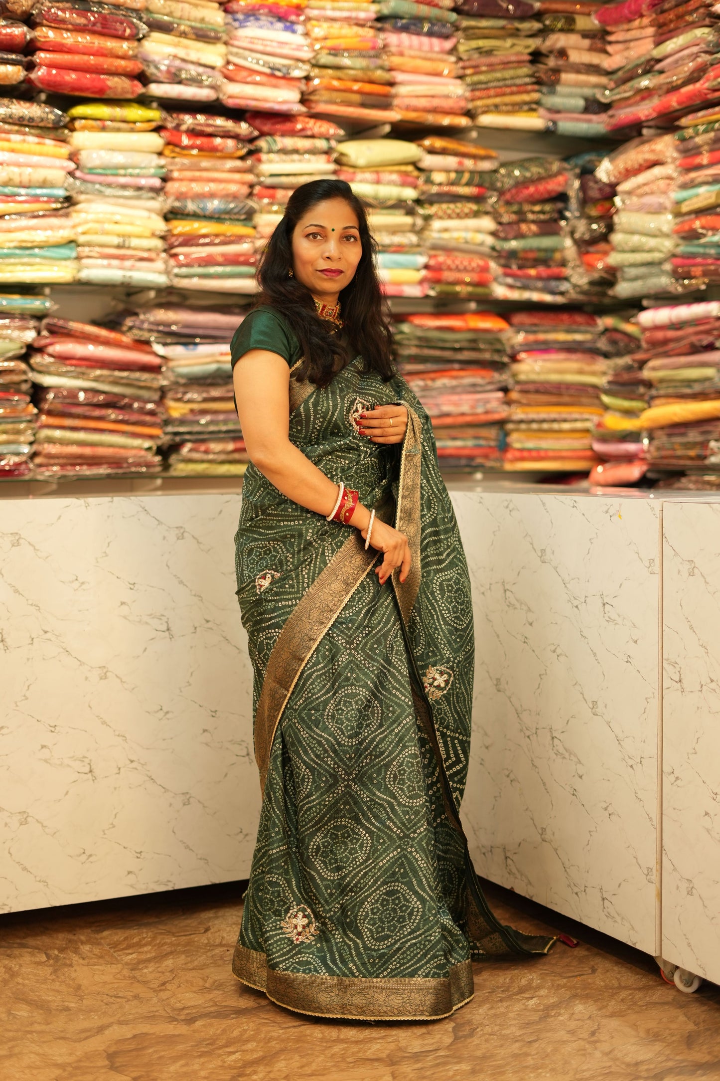VRNY Silk Bandhej Saree