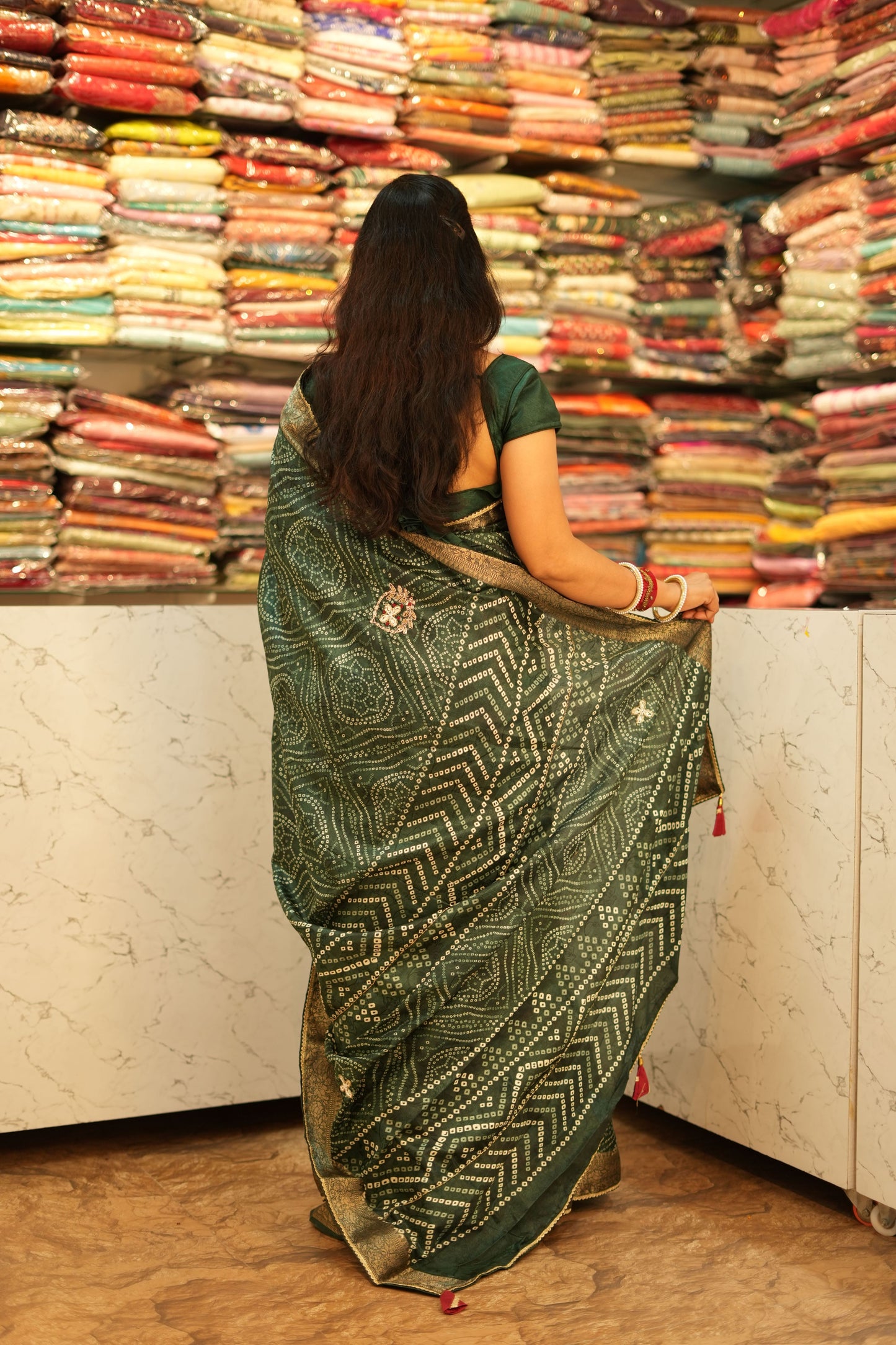 VRNY Silk Bandhej Saree