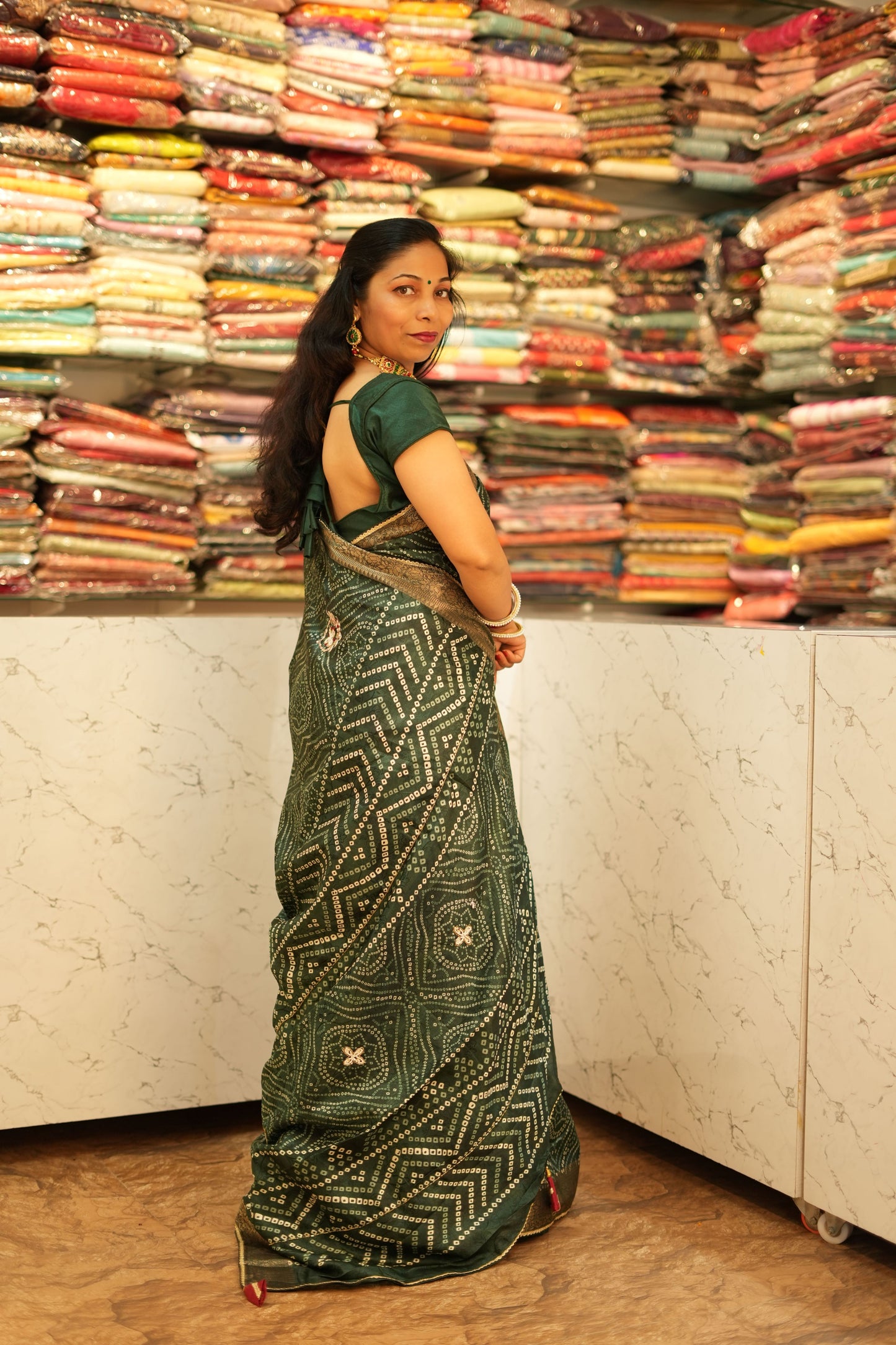 VRNY Silk Bandhej Saree