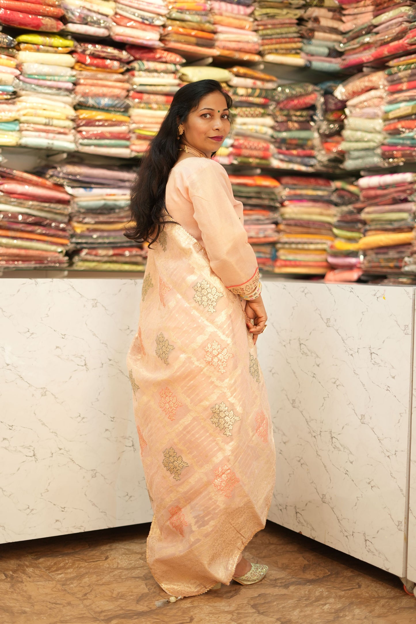 VRNY Banarasi Duppata In Shimmer Organza Suit