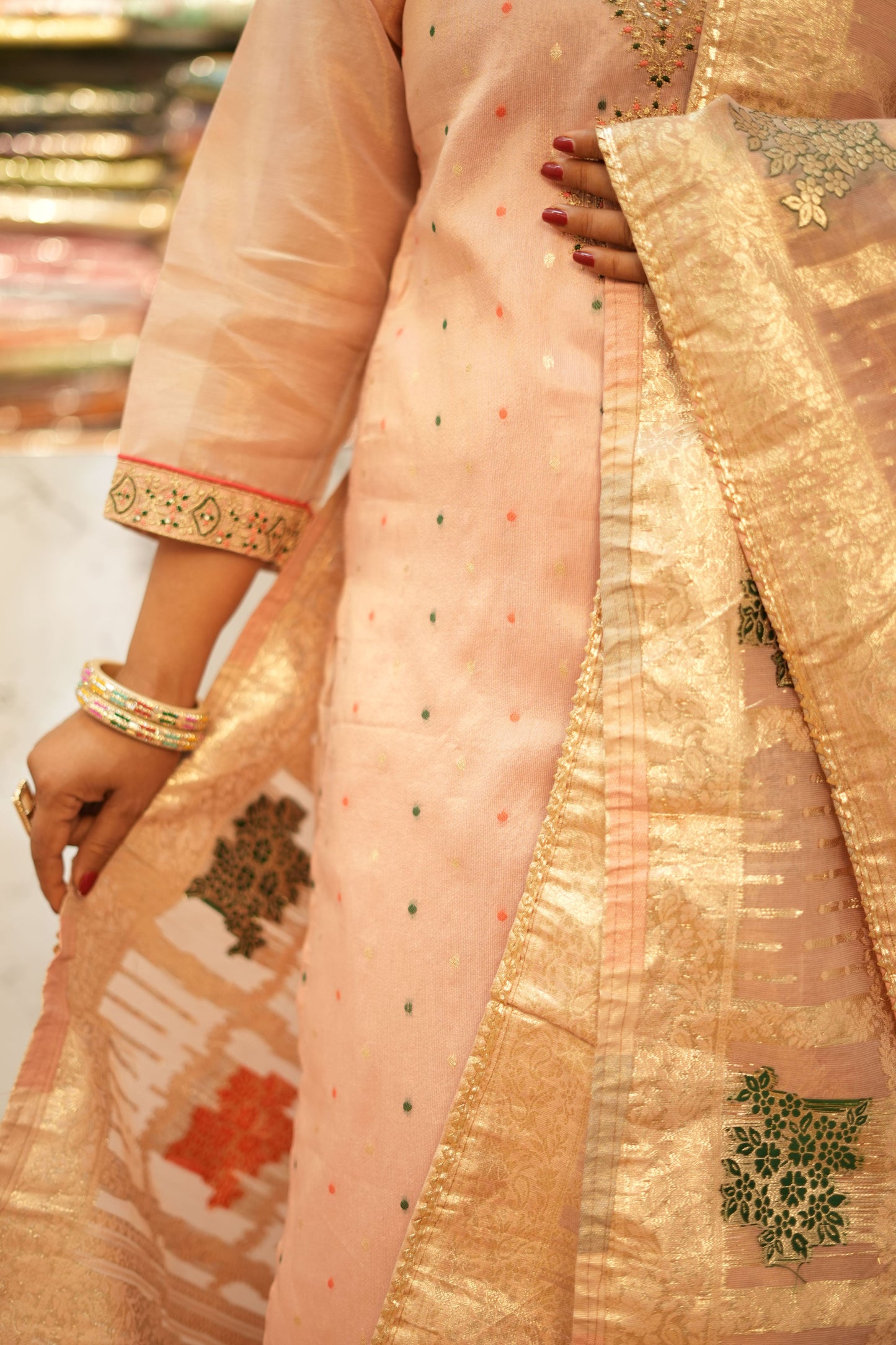 VRNY Banarasi Duppata In Shimmer Organza Suit