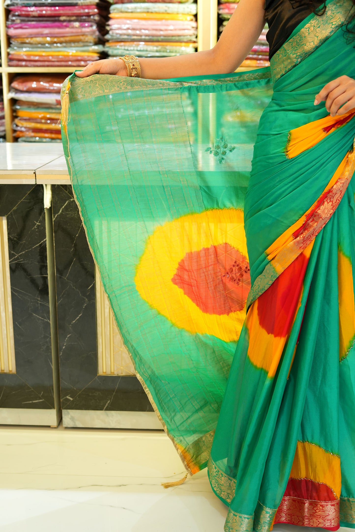 VRNY Bandhani Chiffon Saree