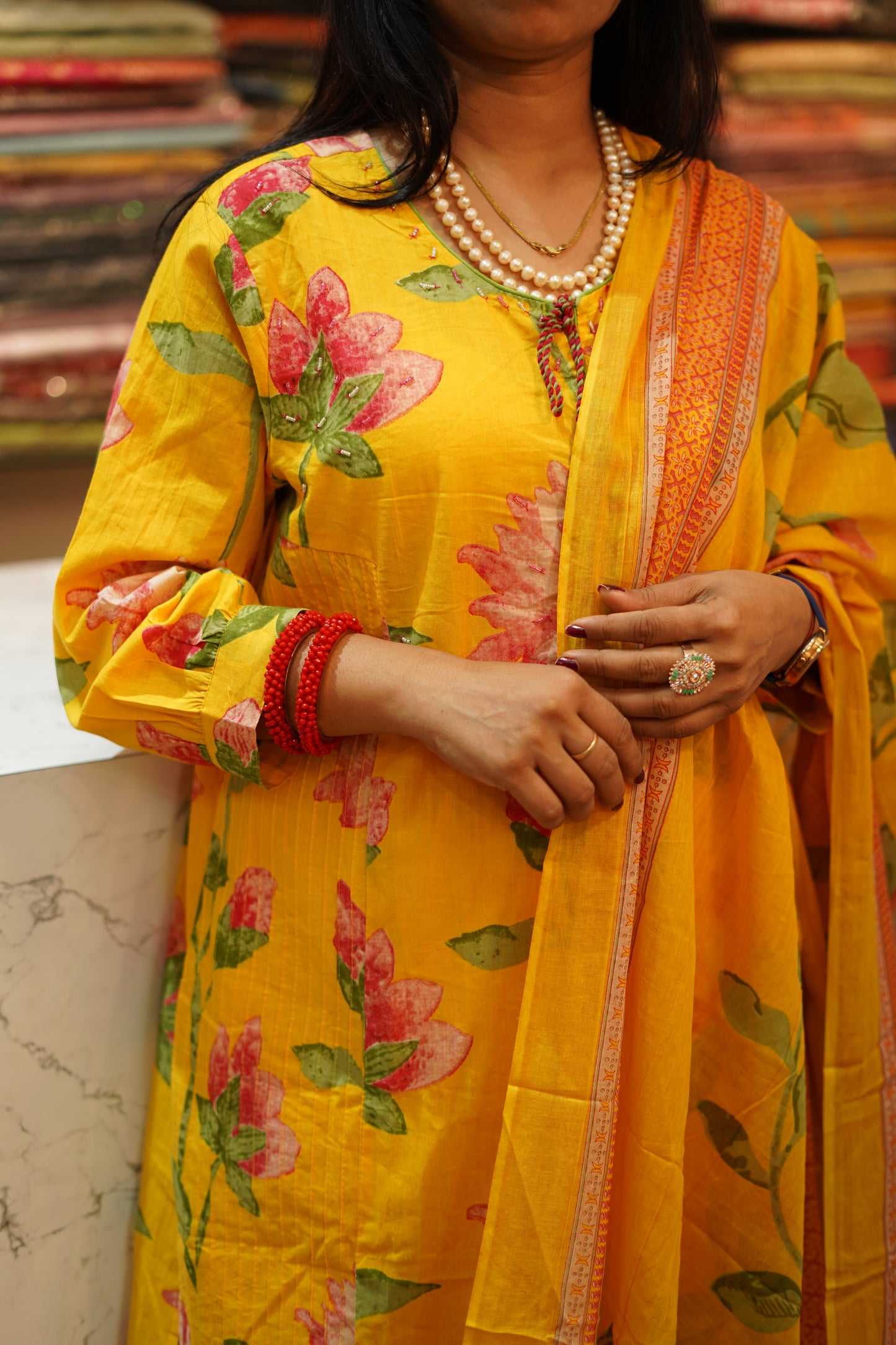 VRNY Cotton Suit With Floral Prints