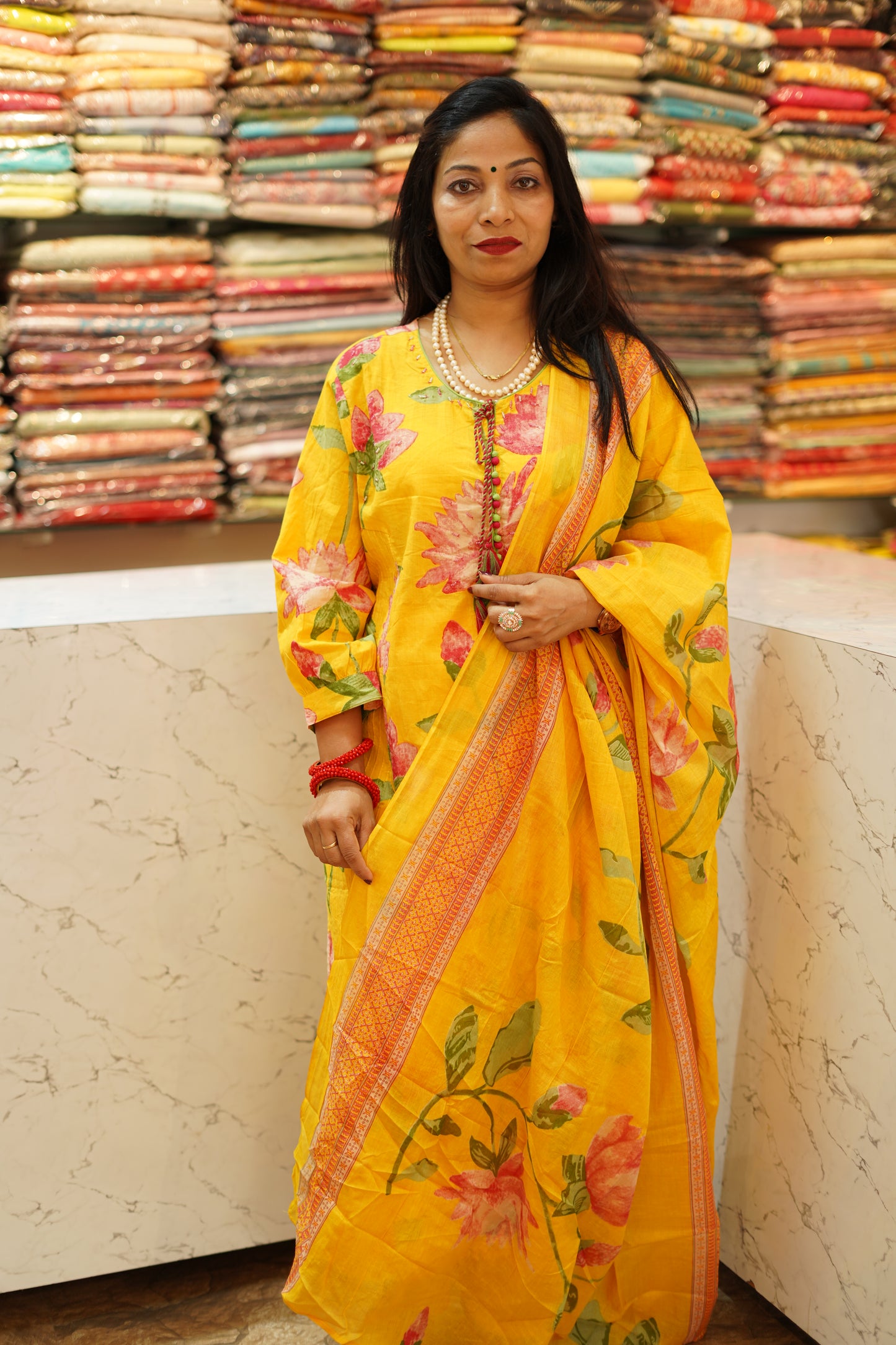 VRNY Cotton Suit With Floral Prints