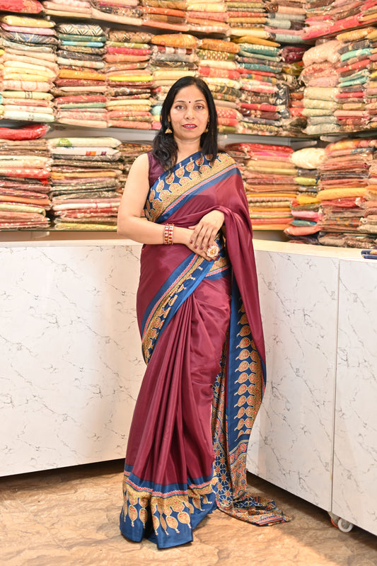 VRNY Alia Bhatt Signature Look Ajrakh Print Saree