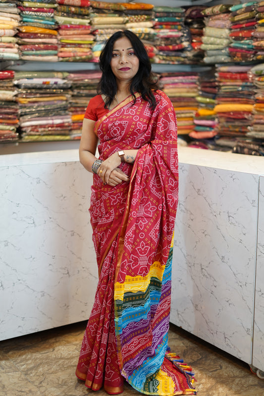 VRNY Bandejh Print Saree