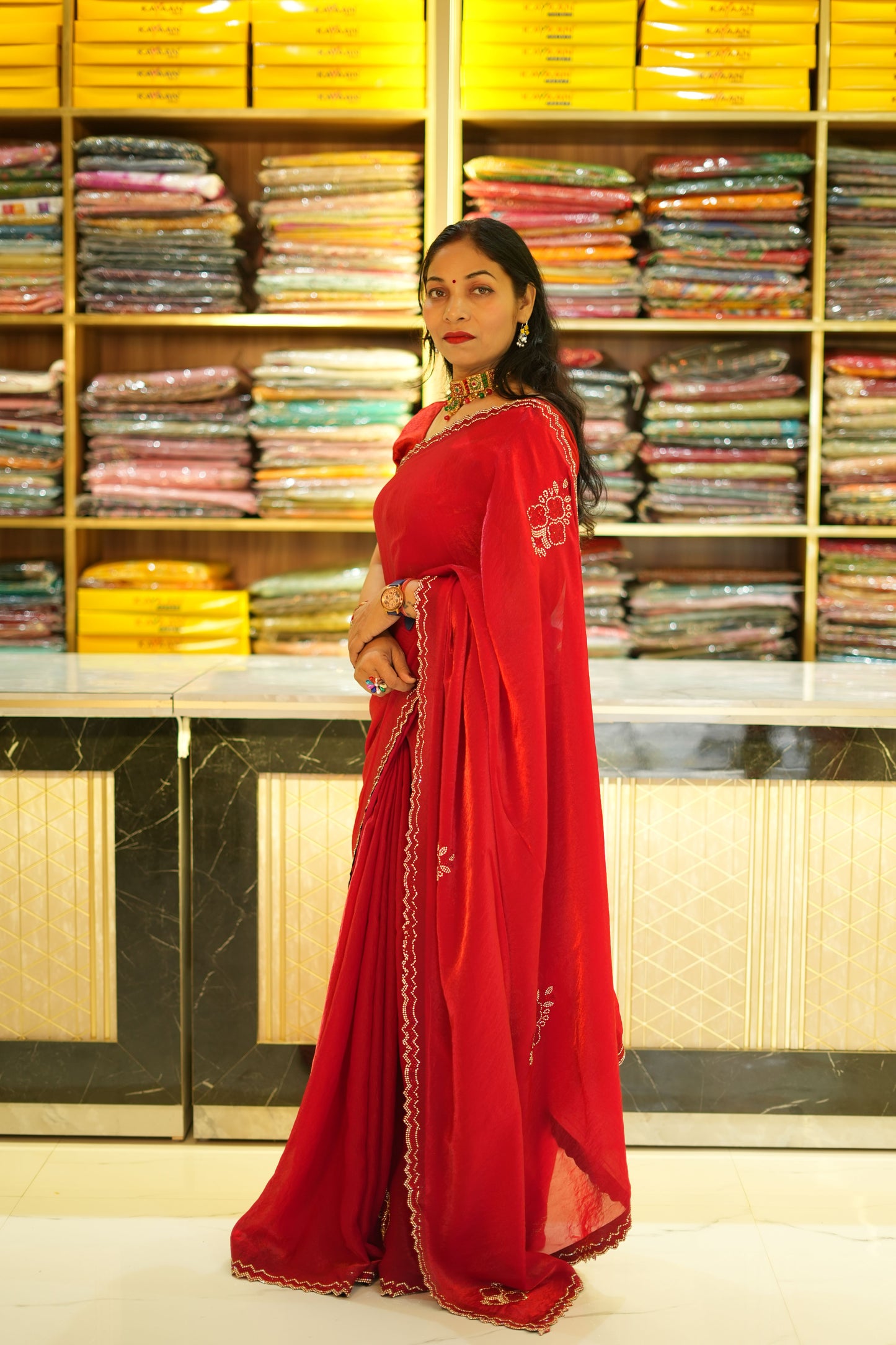 VRNY Red Cut-Dana Saree