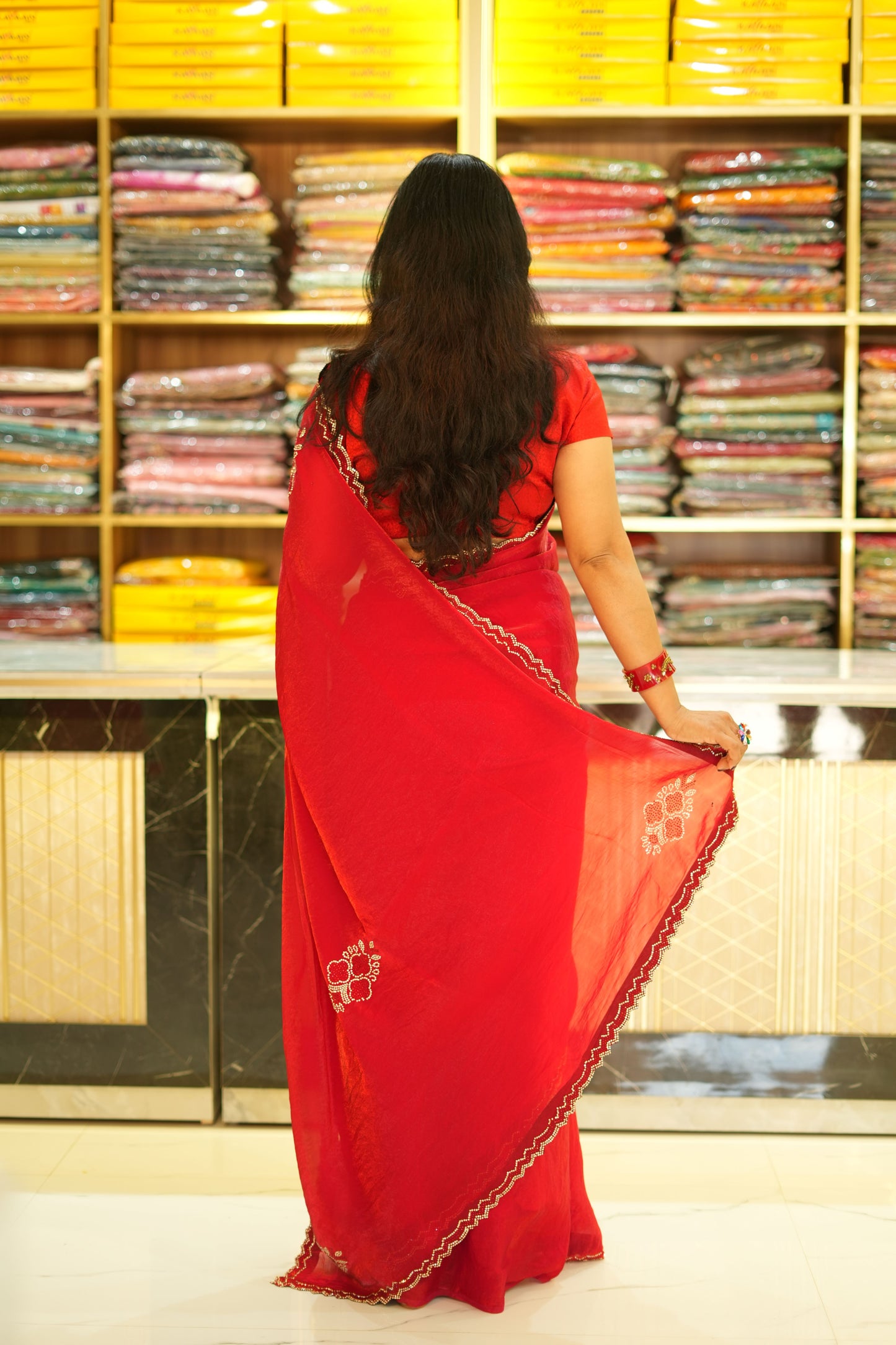 VRNY Red Cut-Dana Saree