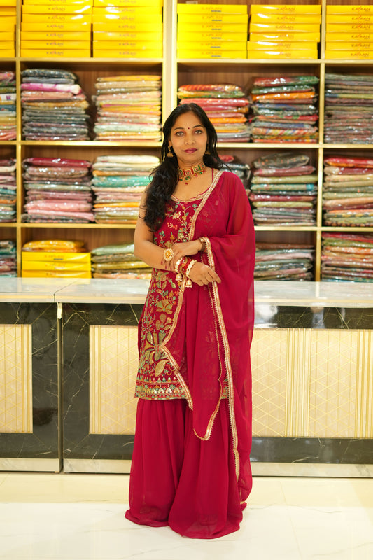 VRNY Heavy Red Sharara Suit