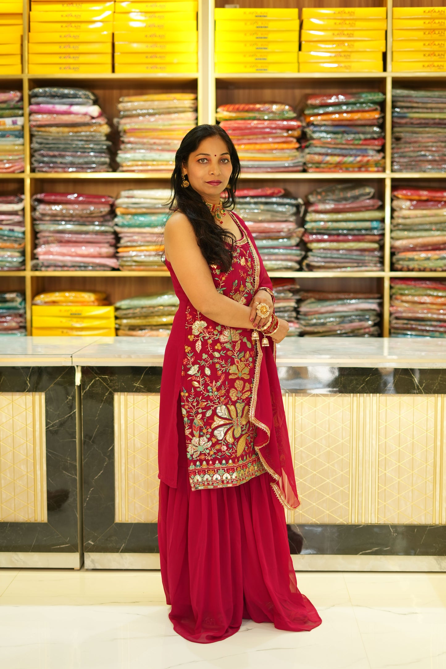 VRNY Heavy Red Sharara Suit