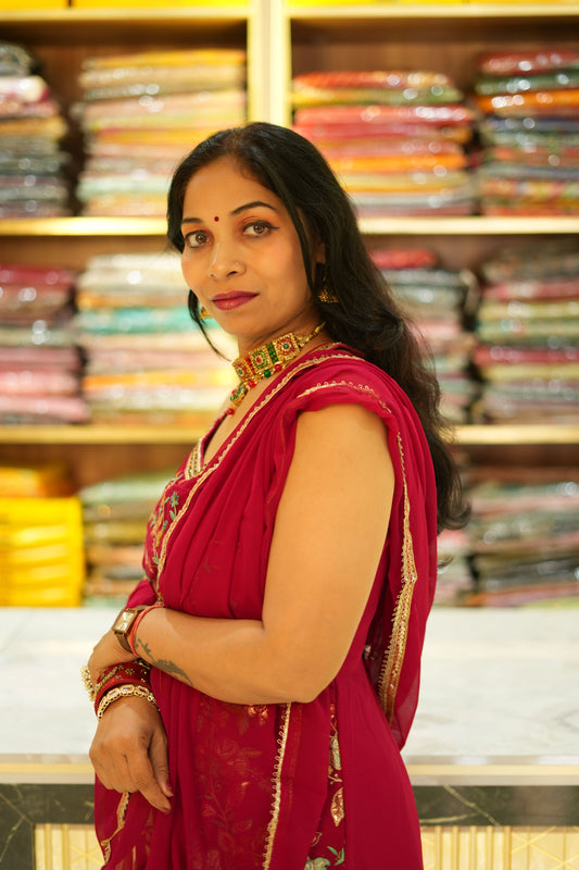 VRNY Heavy Red Sharara Suit