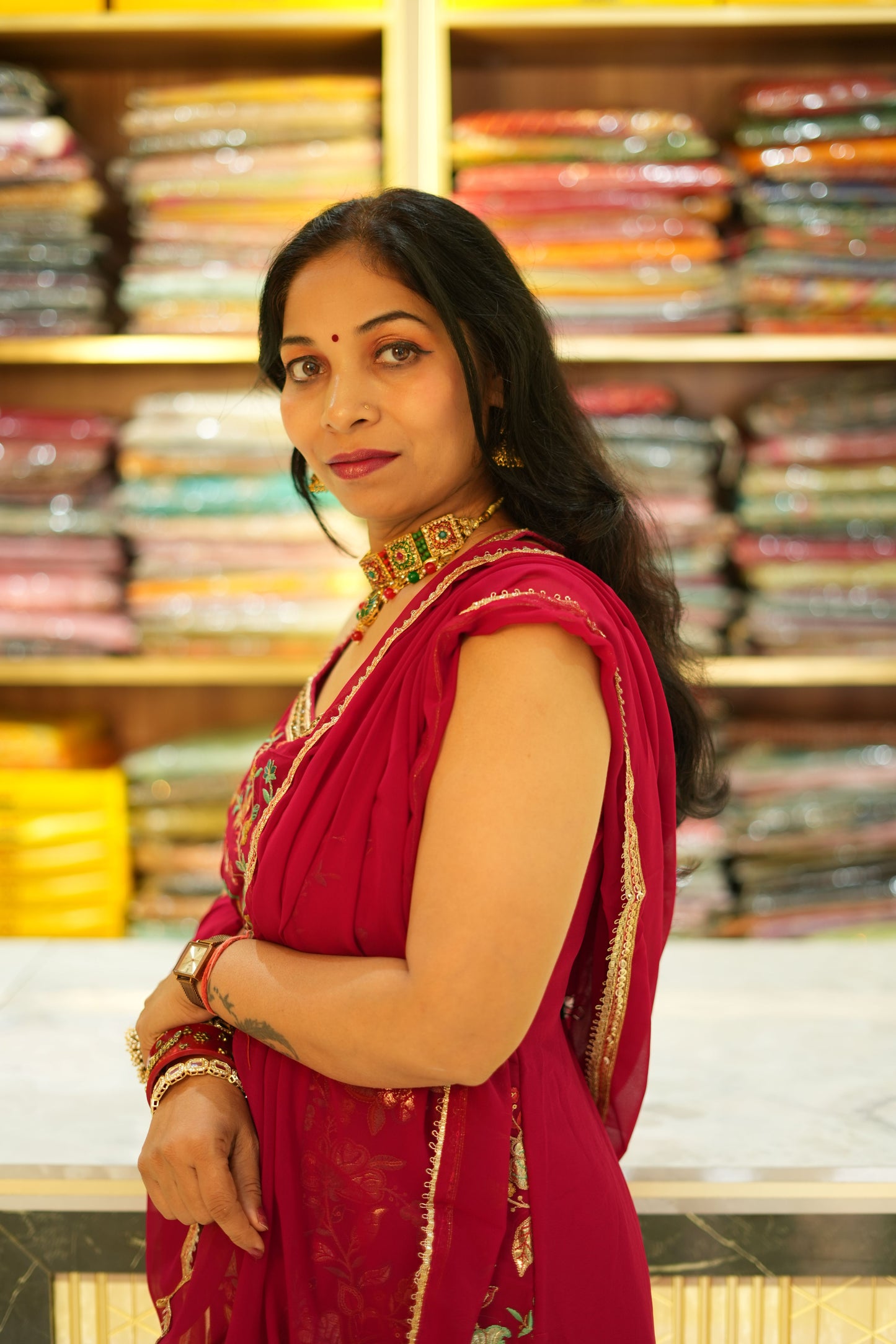 VRNY Heavy Red Sharara Suit