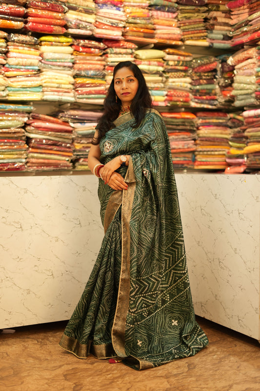 VRNY Silk Bandhej Saree