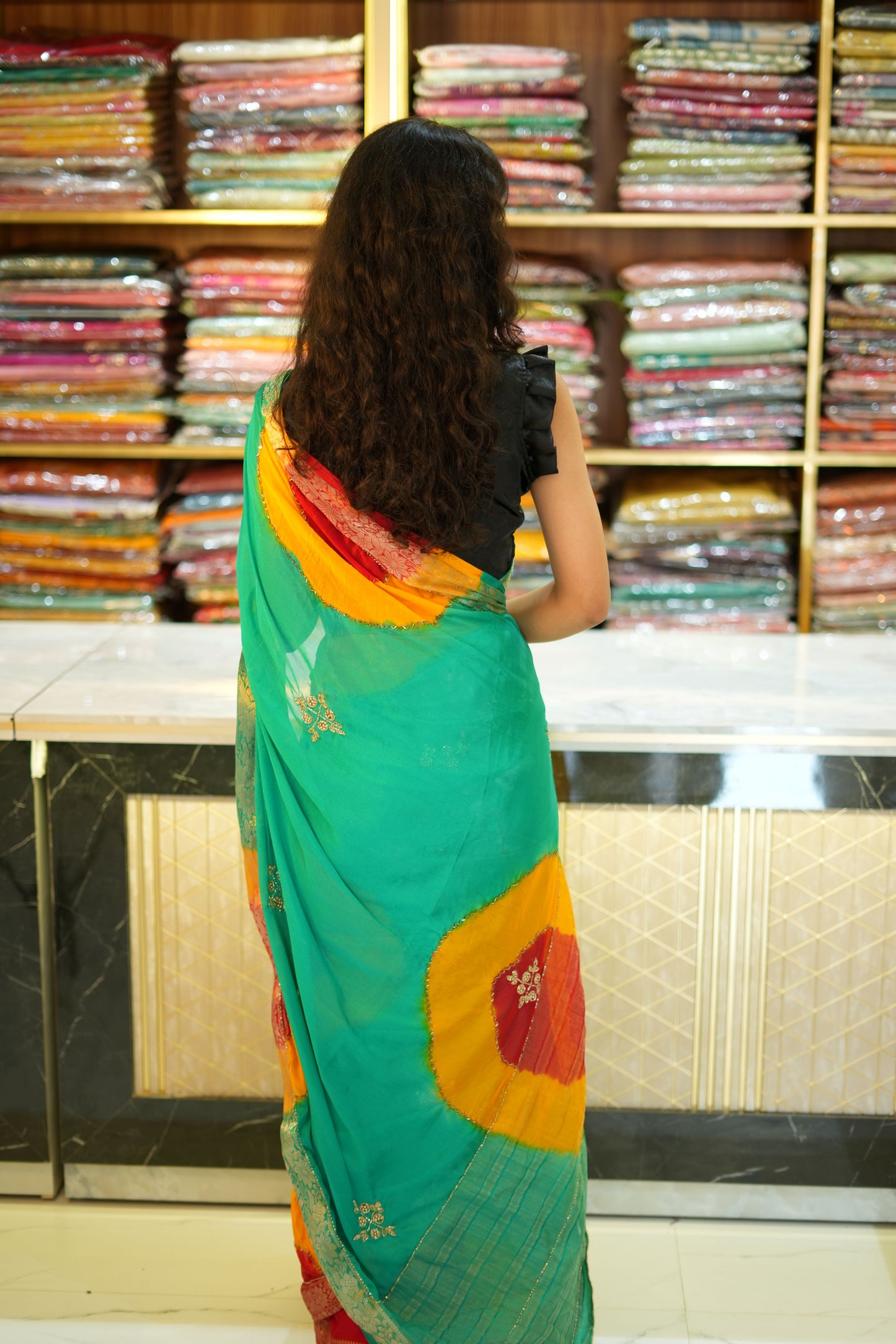 VRNY Bandhani Chiffon Saree