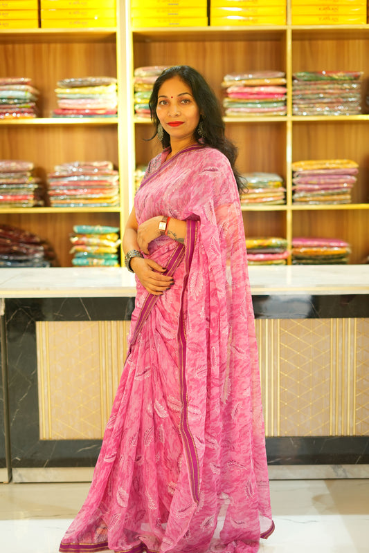 VRNY Floral Chiffon Saree