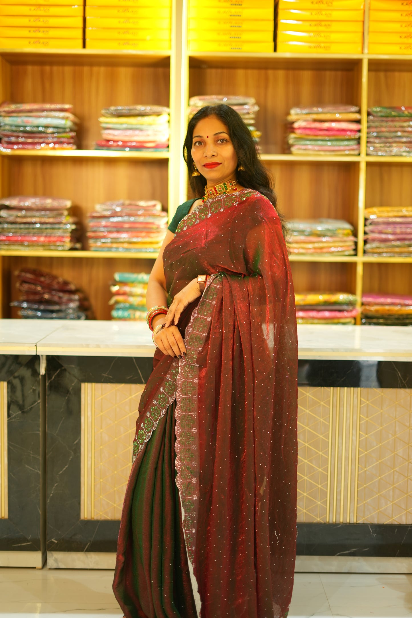 VRNY Double Tone Fendi Silk Saree