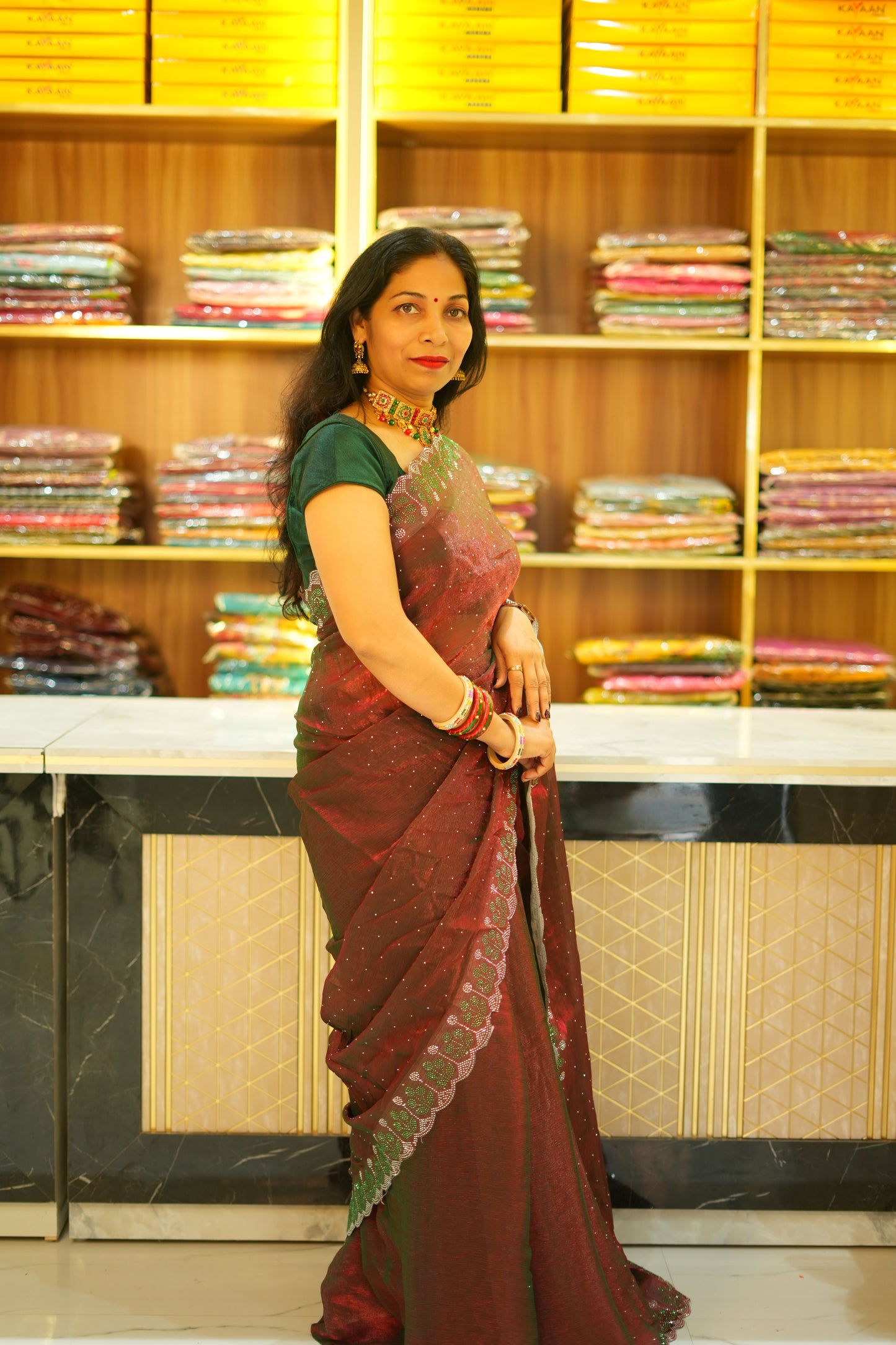 VRNY Double Tone Fendi Silk Saree