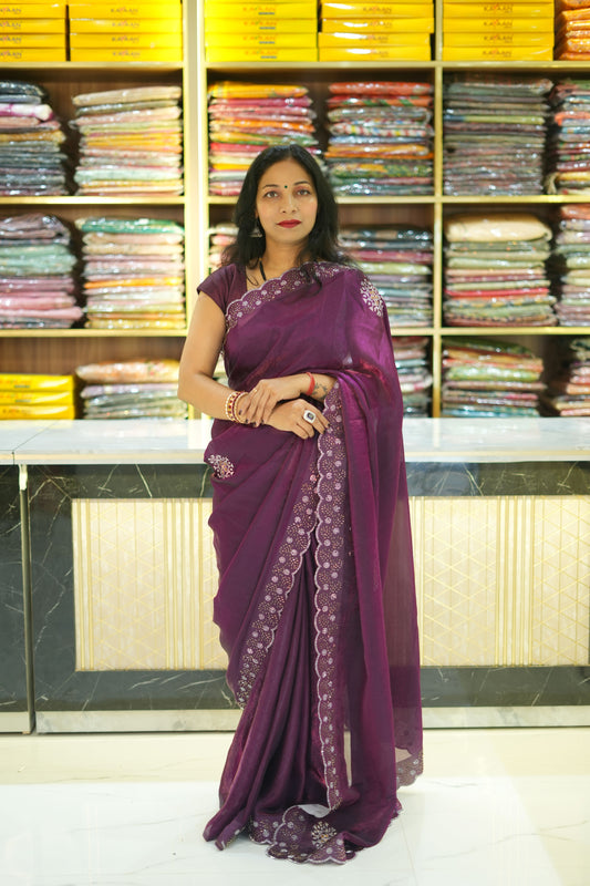 VRNY Purple Shimmer Saree