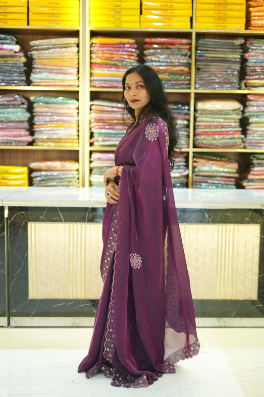 VRNY Purple Shimmer Saree