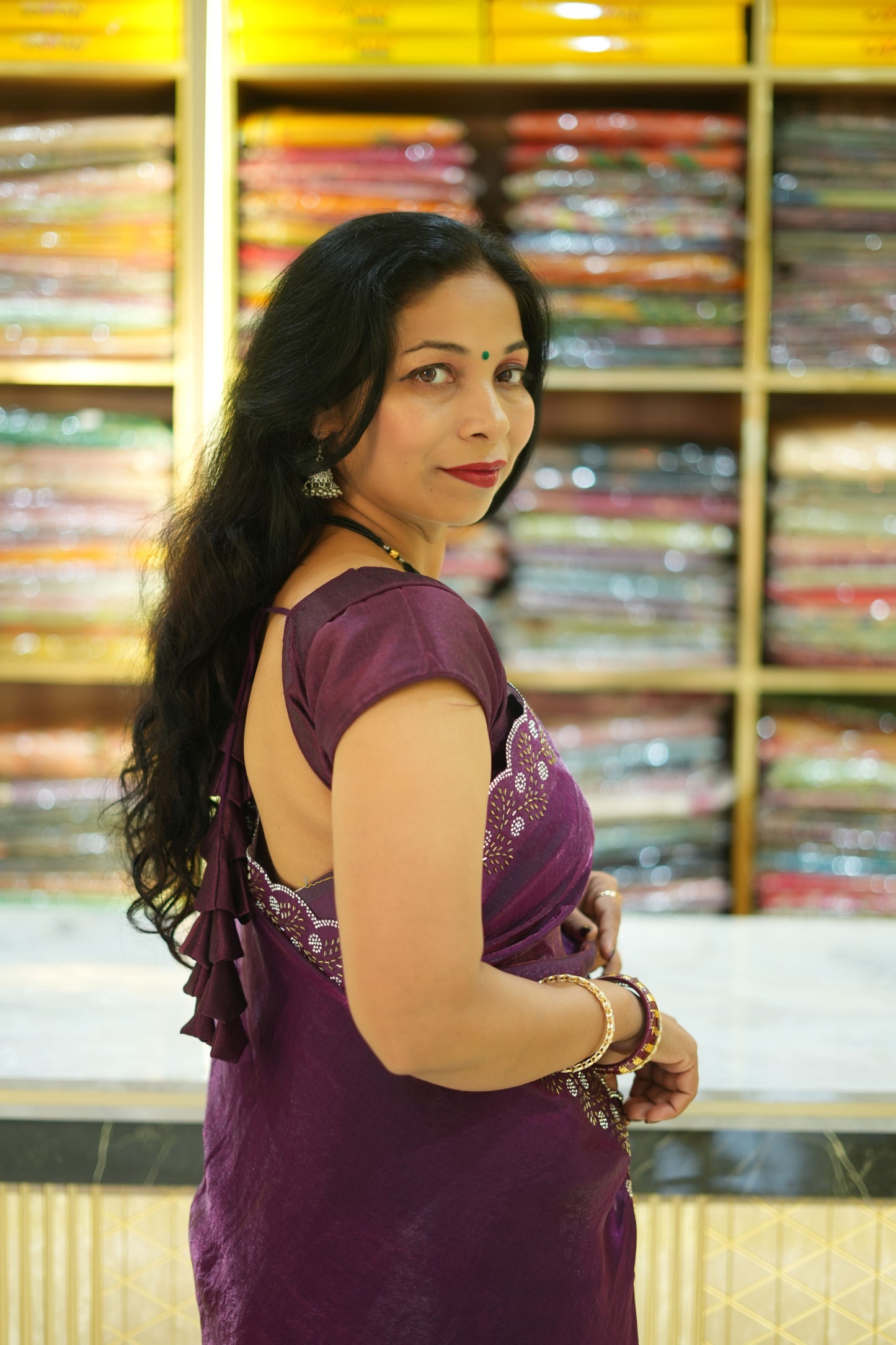 VRNY Purple Shimmer Saree